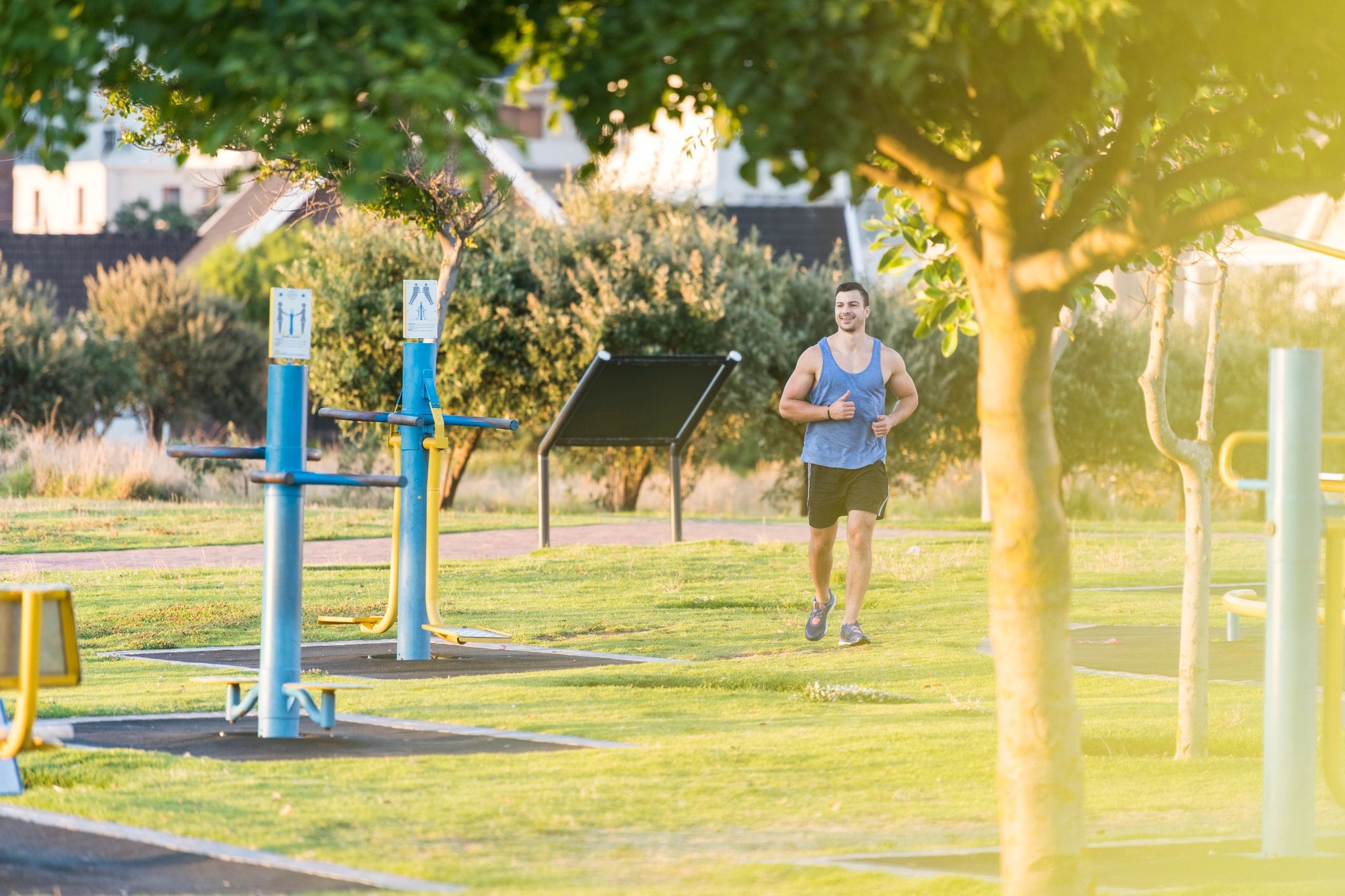 Runner in a park early morning