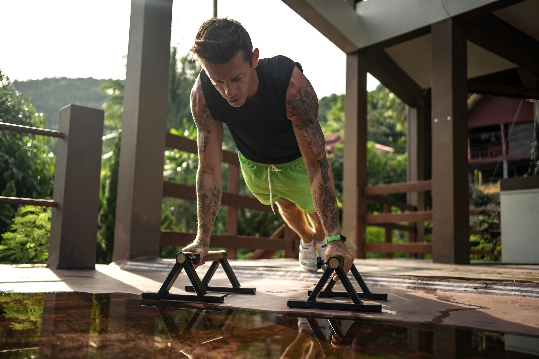 Man doing push-ups outdoors